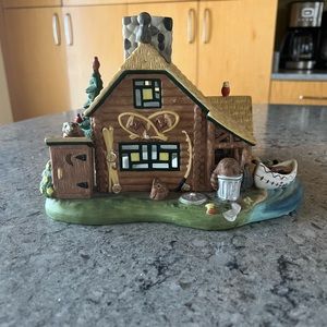 PartyLite Log Cabin “Gone Fishing” Tea light Candle Holder